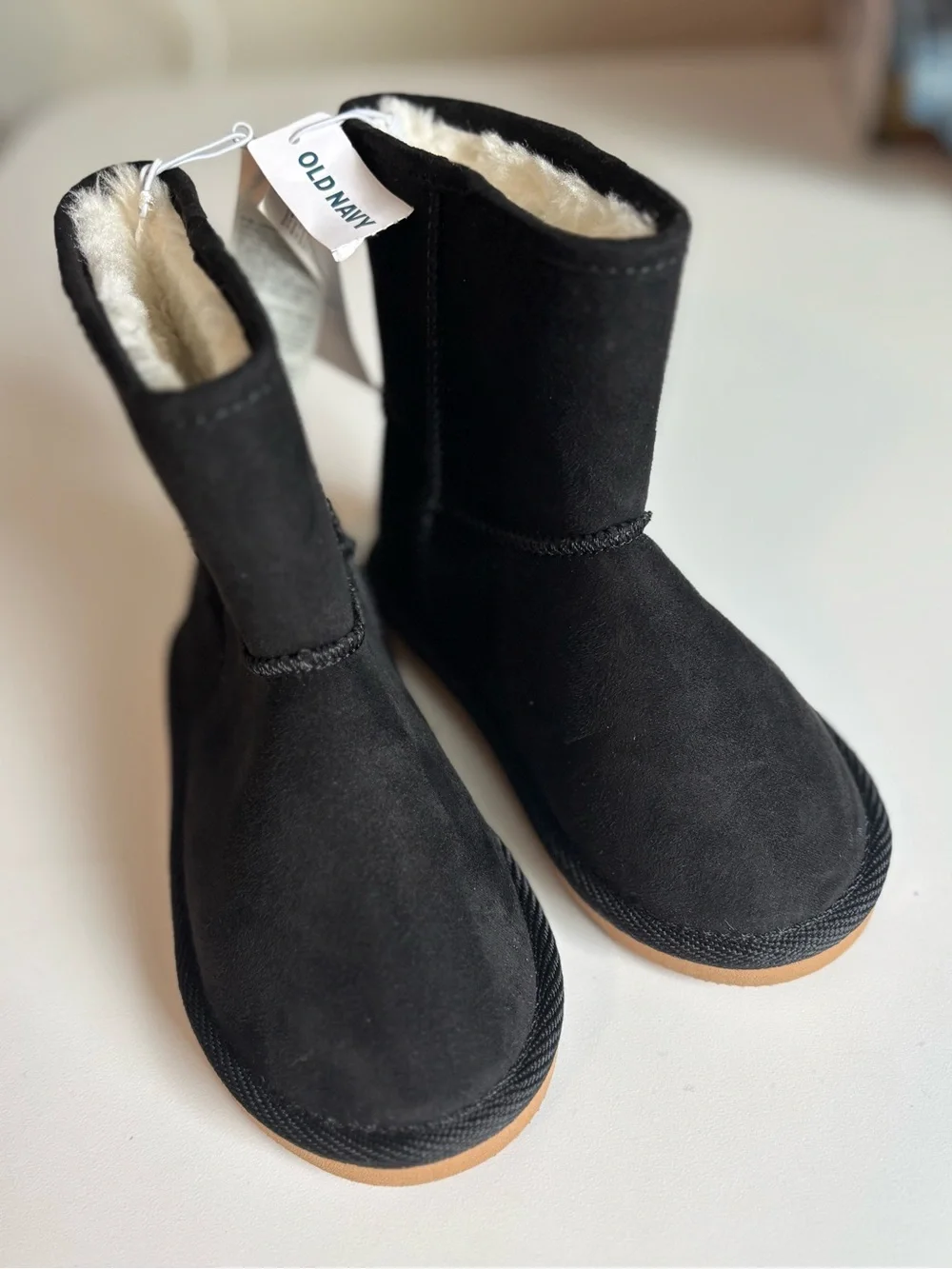 Old Navy Faux-Suede Faux-Fur Lined Boots Black Toddler Size 8 Cozy Warm Shoes